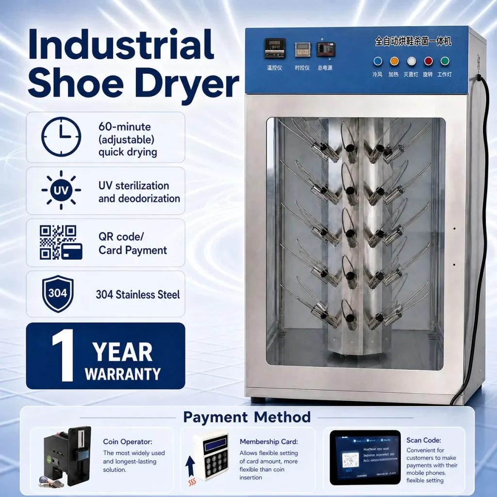 Commercial Rotating Shoe Dryer Machine Large Capacity Laundry Shop Equipment UV Sterilizer for Ski Boots & Sneakers
