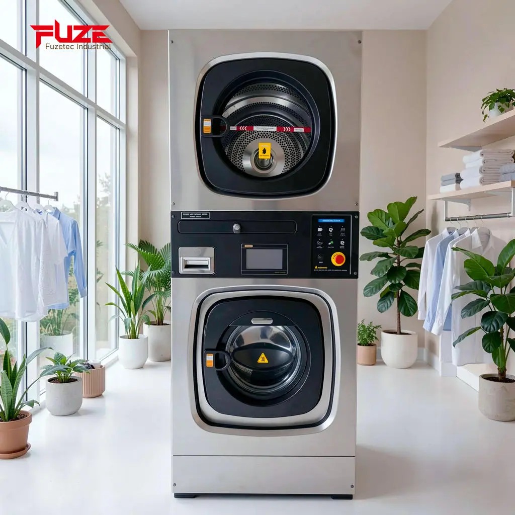 Stack Washer Dryer Machines for Laundromat Apartment Hotel Front Load Washers Dryers