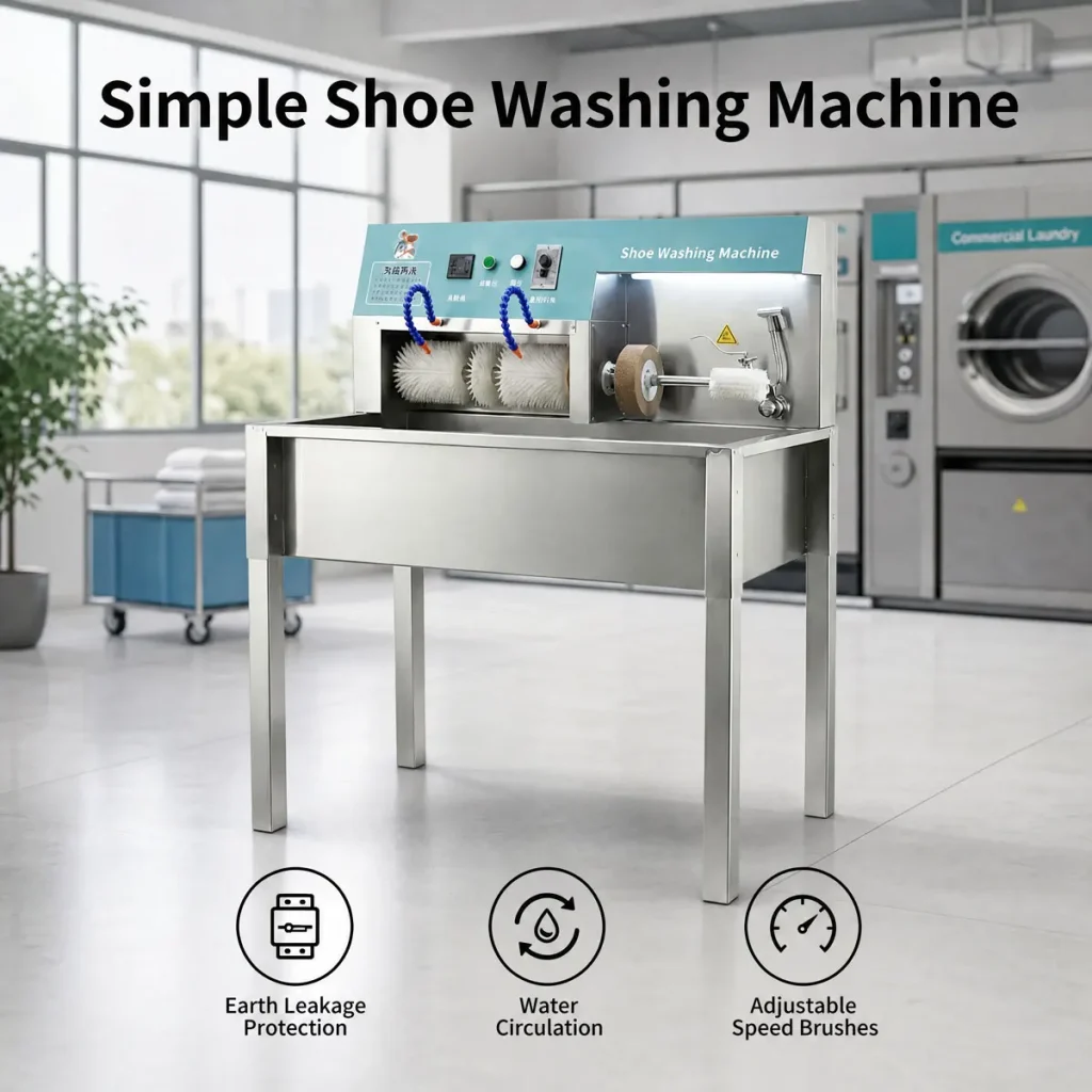 Commercial Stainless Steel Shoe Washing Machine Semi‑Automatic Shoe Cleaner with Sink Easy Operation